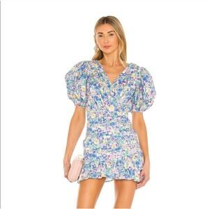 Pastel Multi Floral Puff-Sleeve Midi Dress